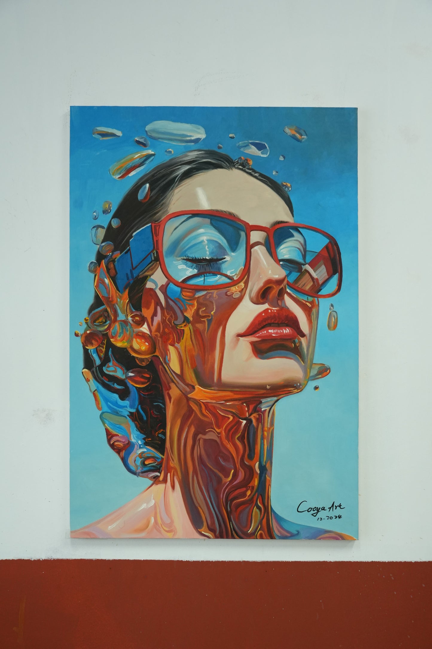 Cyber Vision – Futuristic Woman with Glasses Oil Painting