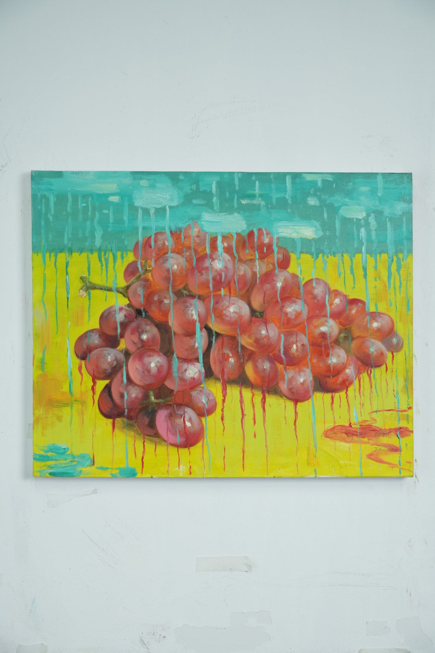Crimson Rain โ Grapes in Abstract Drip