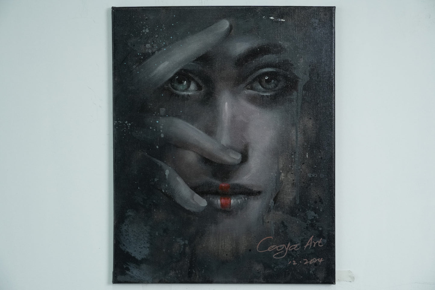 Whispers in the Dark – Mysterious Girl Portrait in Oil