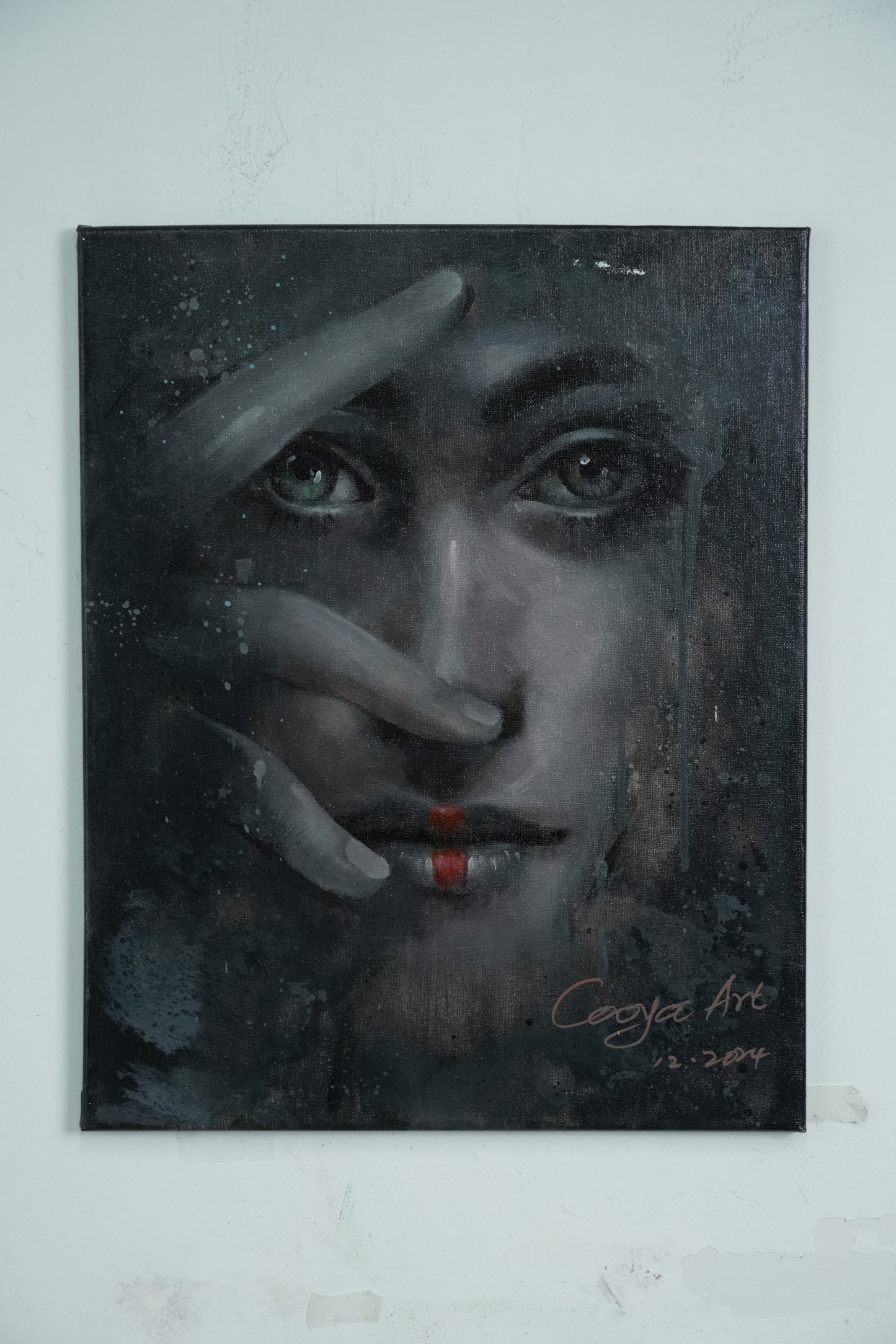 Whispers in the Dark – Mysterious Girl Portrait in Oil