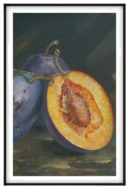 Stillness of a Plum – Hyperreal Oil Painting