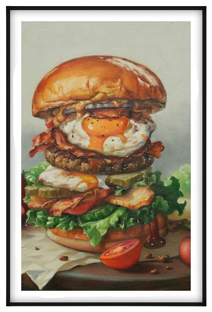 Layered Delight: Gourmet Burger Still Life