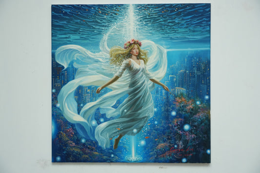 Goddess of the Deep – Underwater City Oil Painting