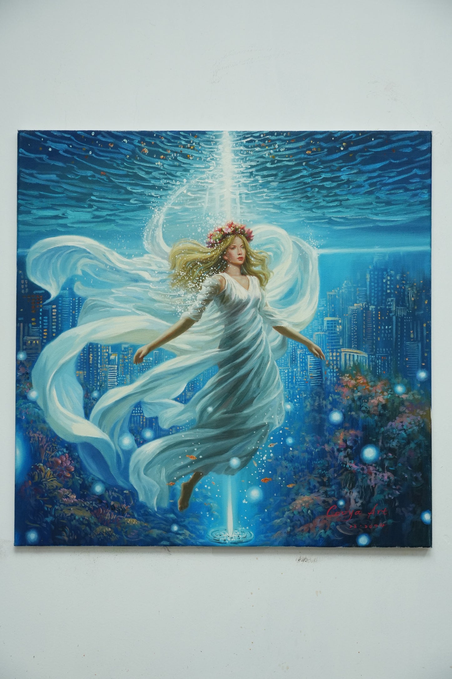 Goddess of the Deep – Underwater City Oil Painting