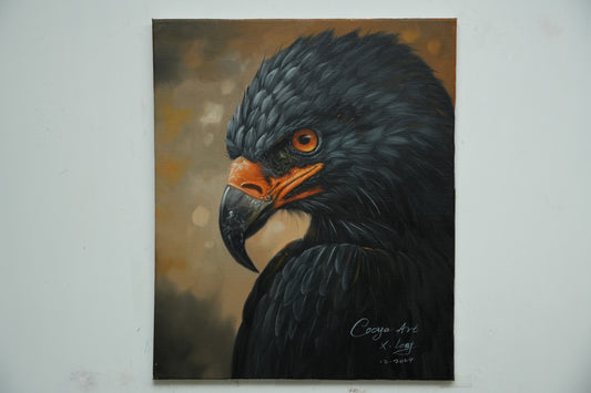 Silent Strength – Side Profile of Black Eagle Oil Painting