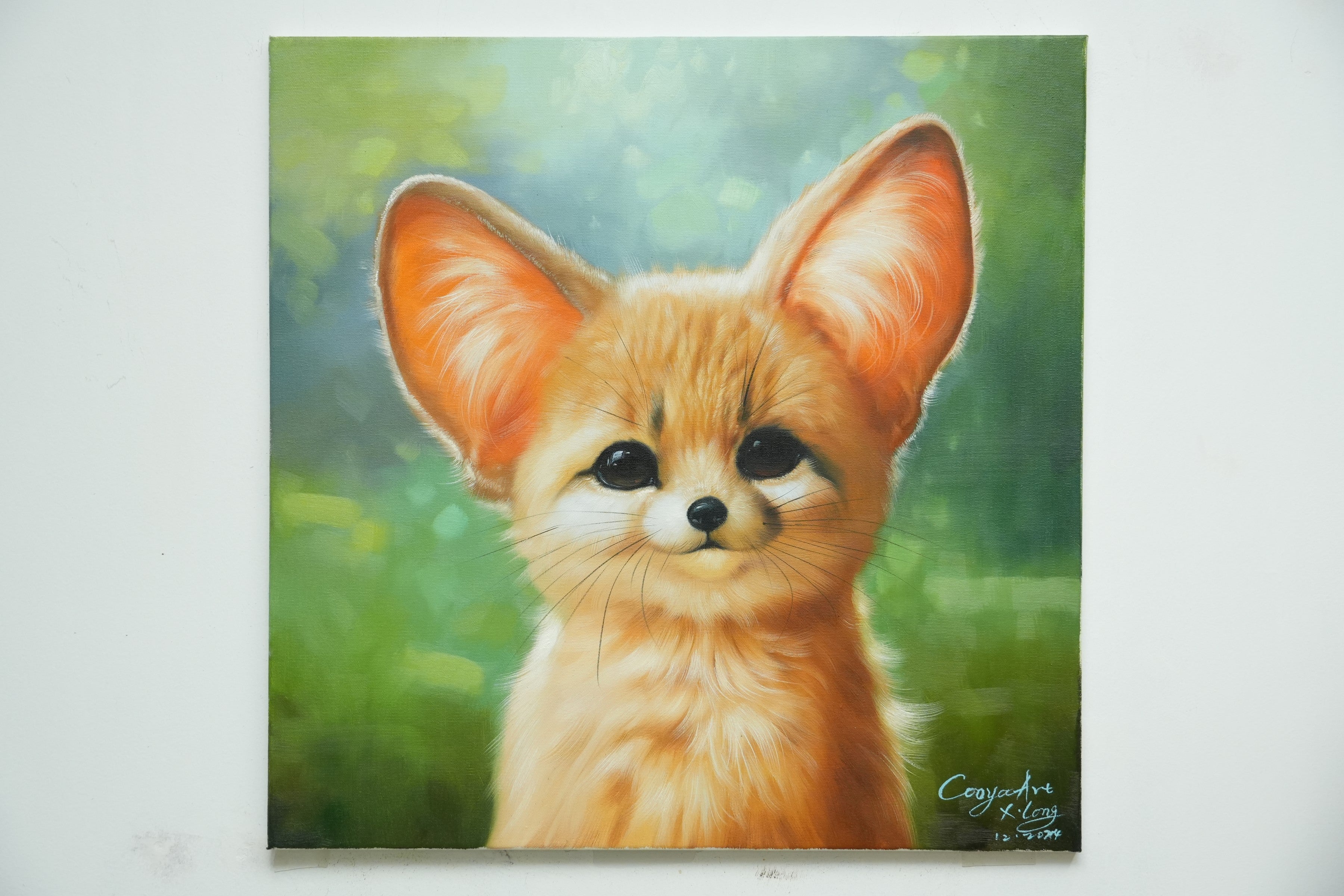 Whisper of the Desert – Realistic Bat-Eared Fox Oil Painting