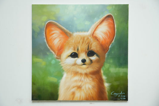 Whisper of the Desert – Realistic Bat-Eared Fox Oil Painting
