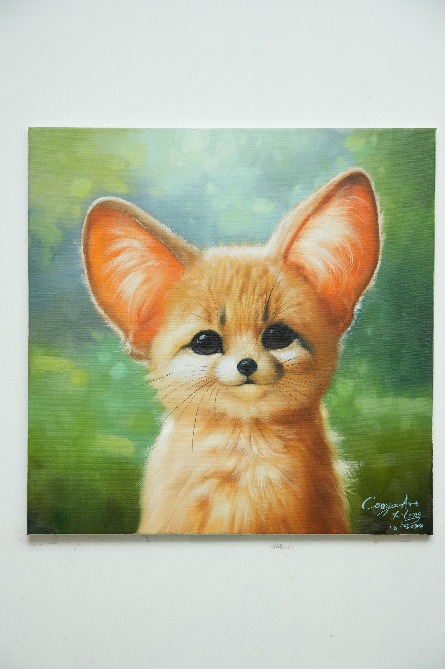 Whisper of the Desert – Realistic Bat-Eared Fox Oil Painting