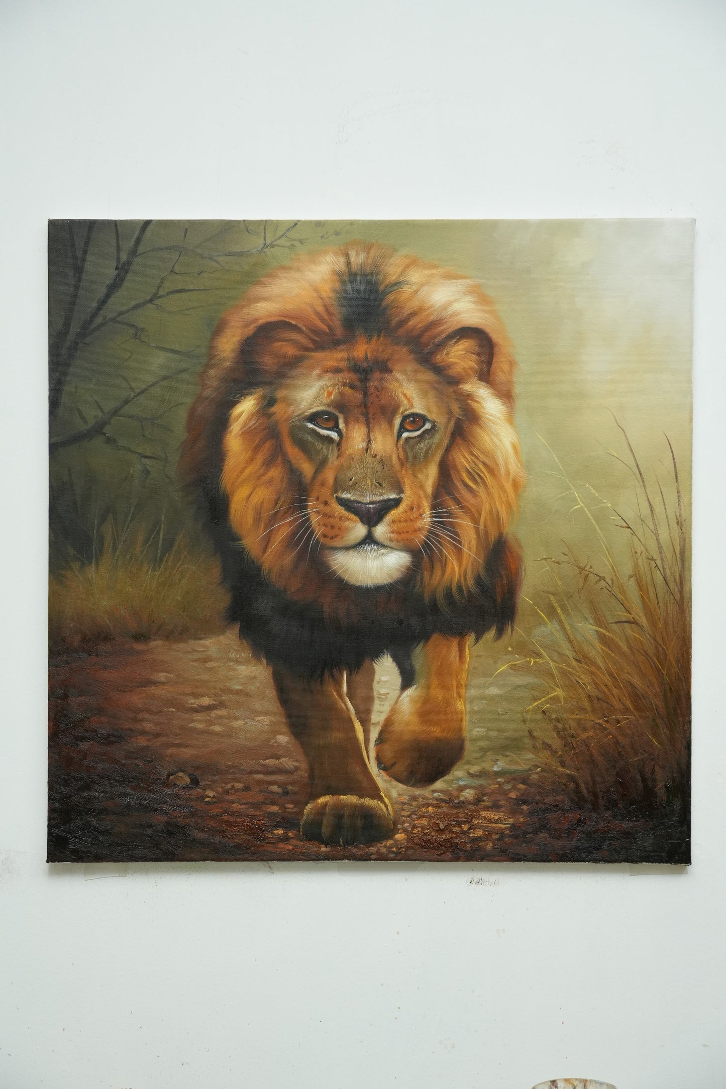 Regal Stride – Walking Lion Oil Painting