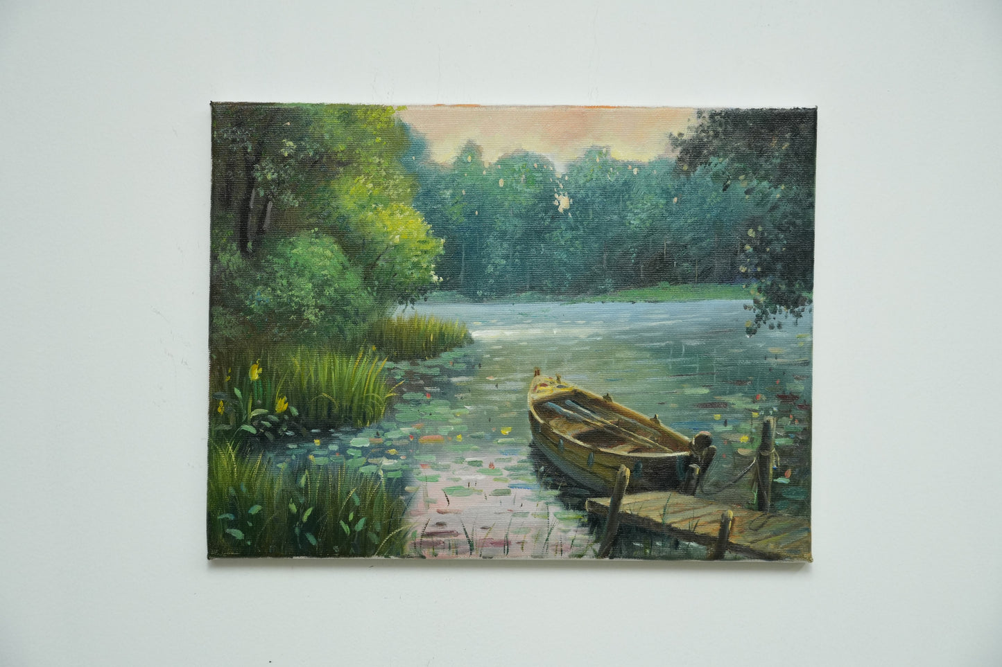Lotus Serenity – Still Boat on Emerald Lake