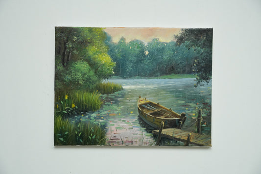 Lotus Serenity – Still Boat on Emerald Lake