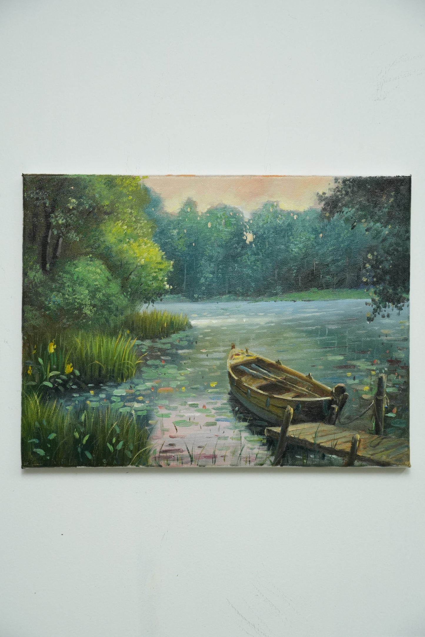 Lotus Serenity – Still Boat on Emerald Lake