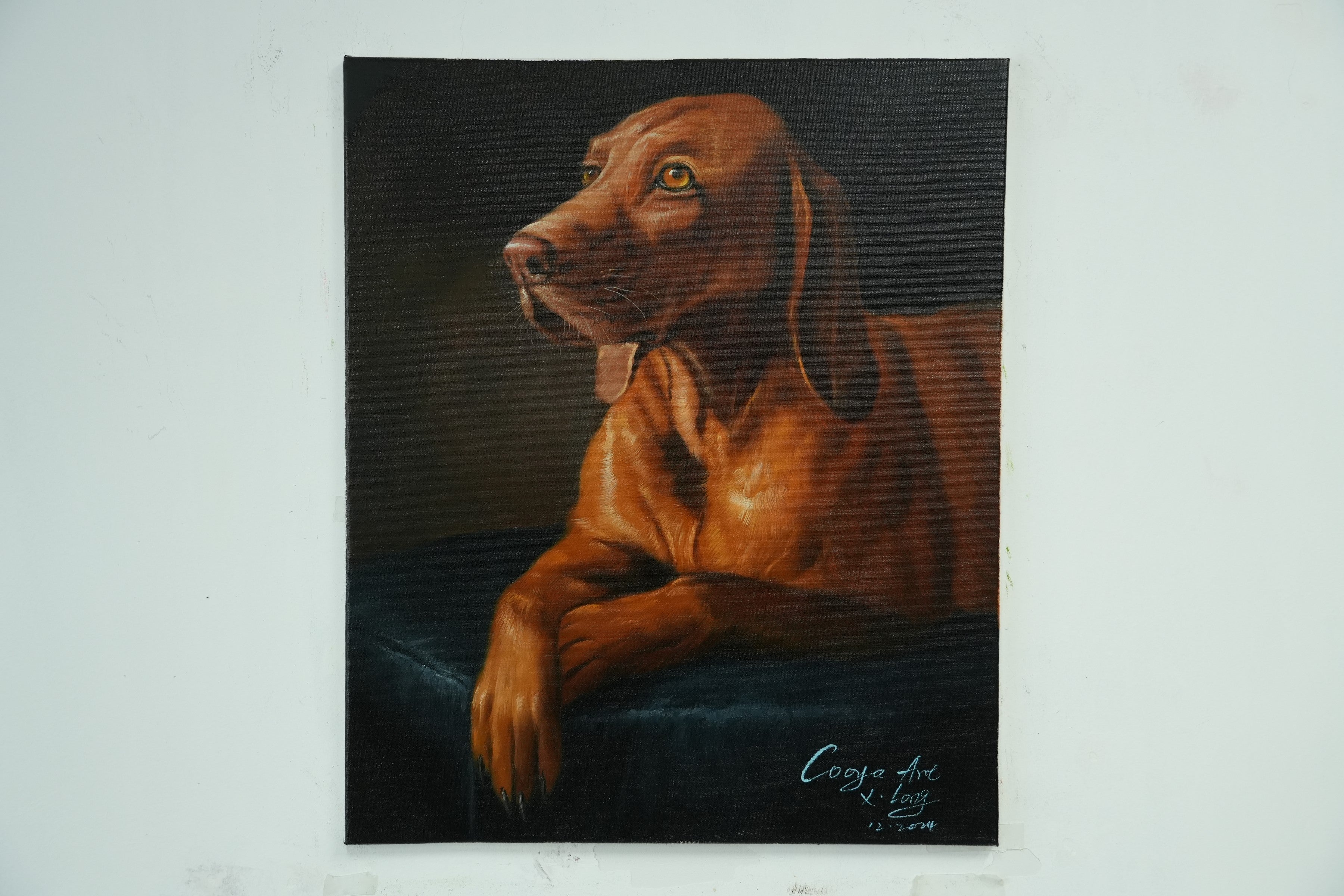 Elegant Companion – Realistic Brown Vizsla Oil Painting