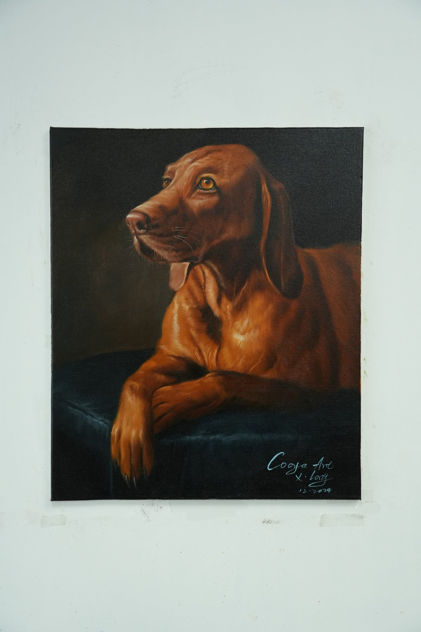 Elegant Companion – Realistic Brown Vizsla Oil Painting