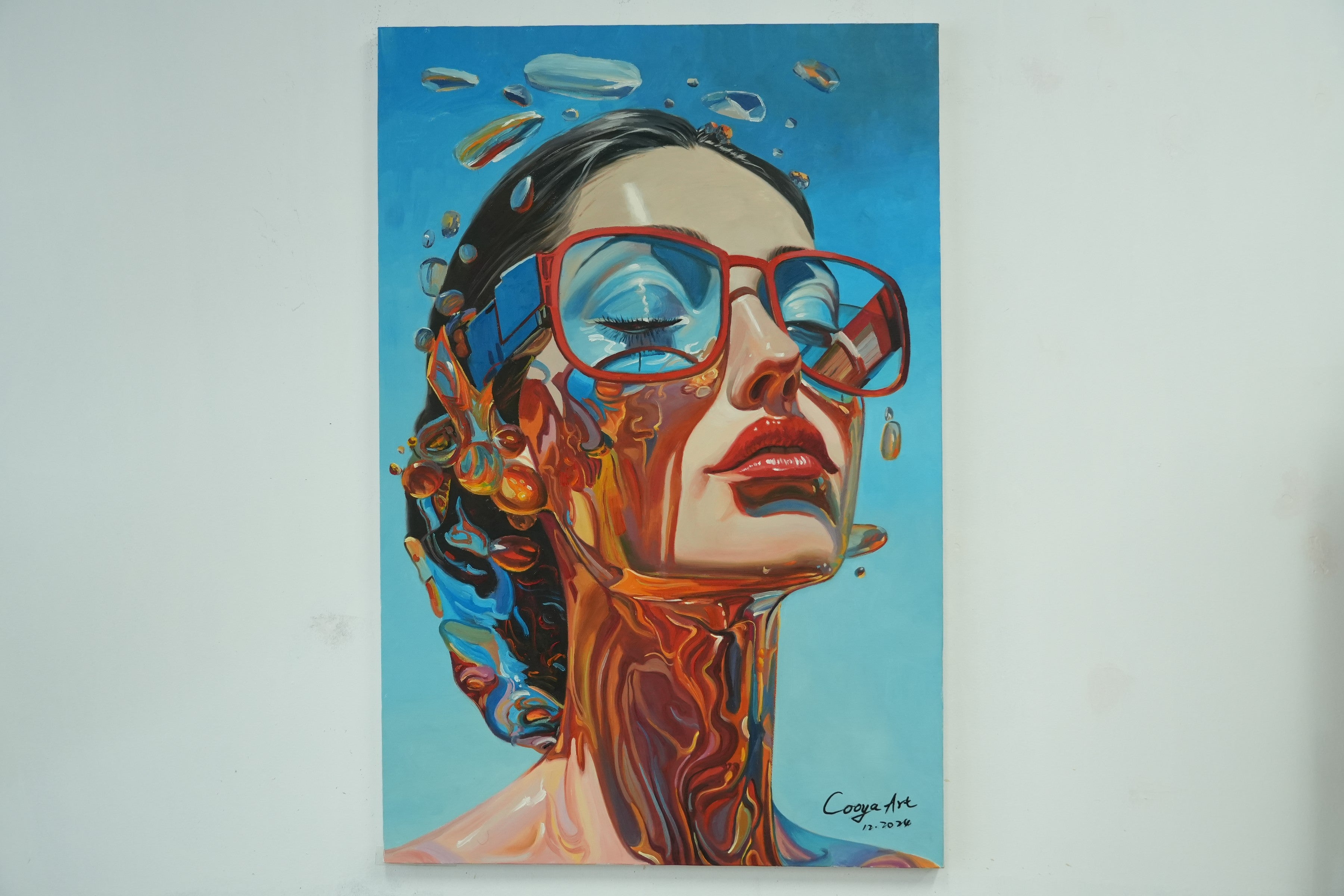 Cyber Vision – Futuristic Woman with Glasses Oil Painting