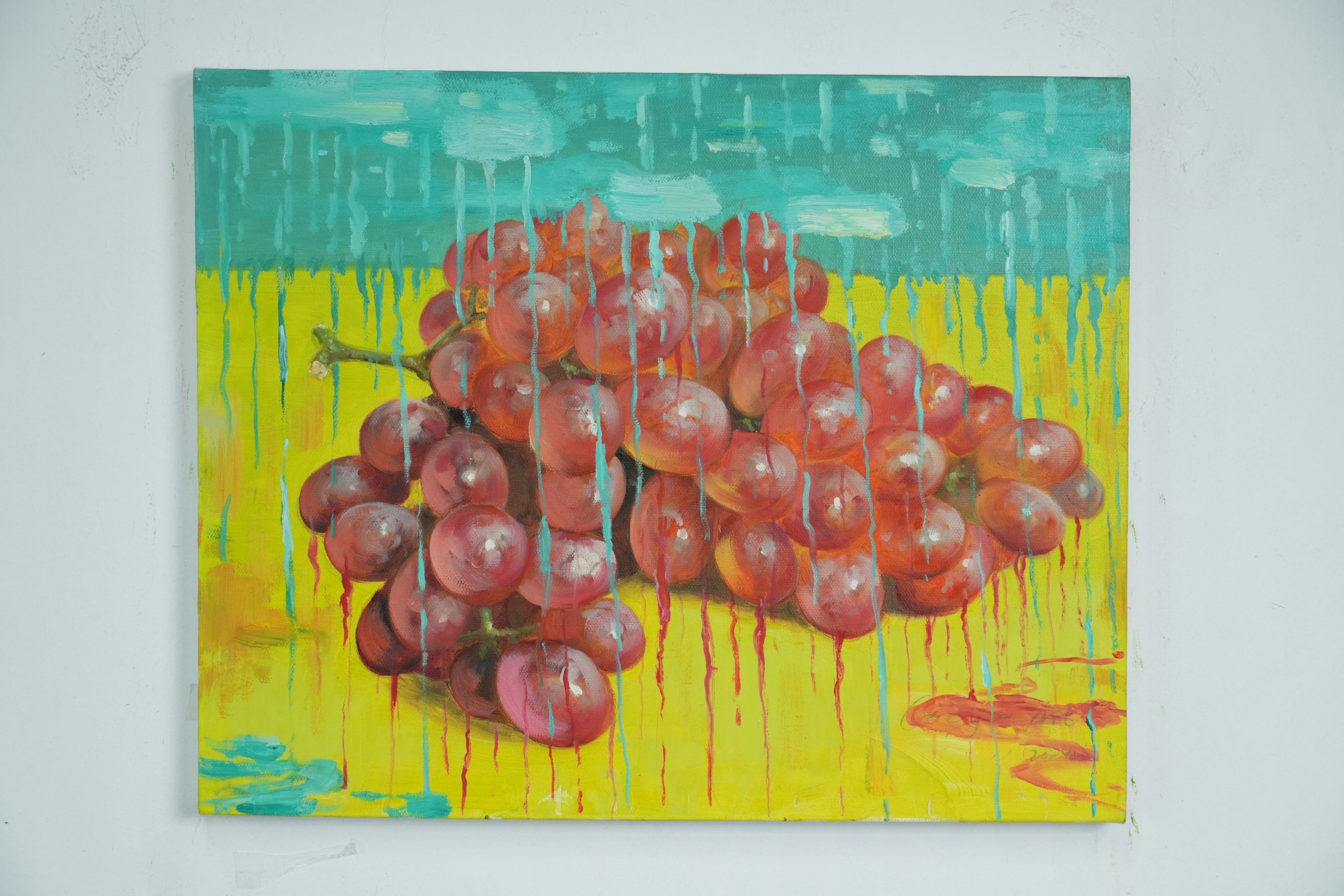 Crimson Rain – Grapes in Abstract Drip