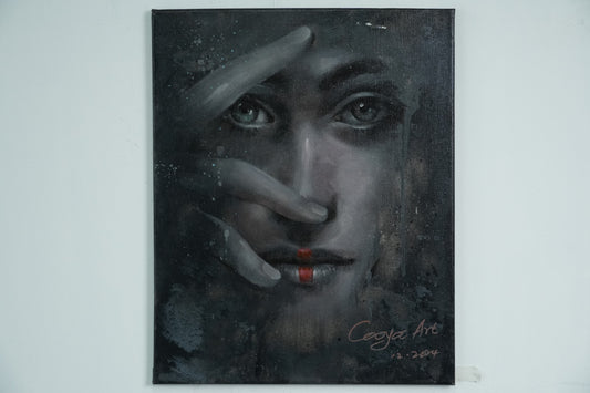 Whispers in the Dark – Mysterious Girl Portrait in Oil