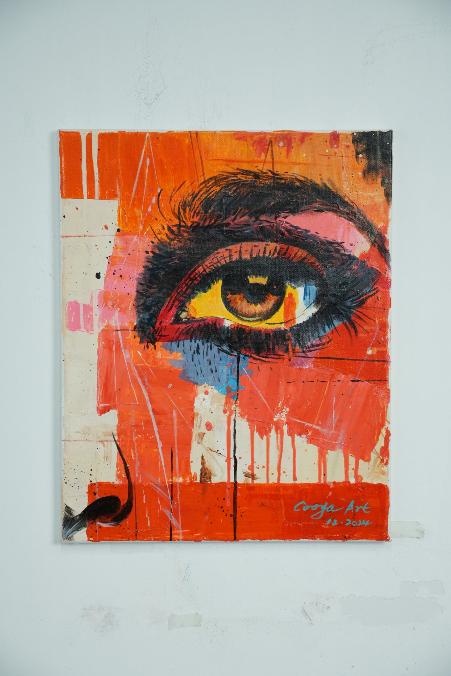Eye of Expression – Symbolic Oil Painting with Fiery Hues