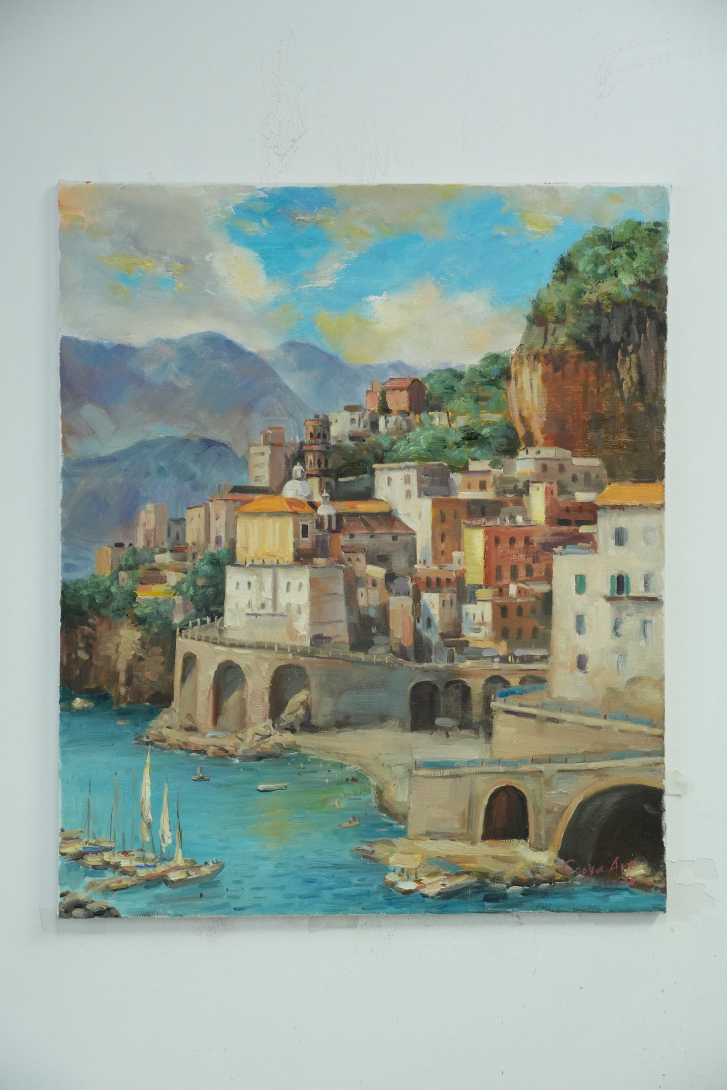 Coastal Serenity – Amalfi Coast Landscape Oil Painting
