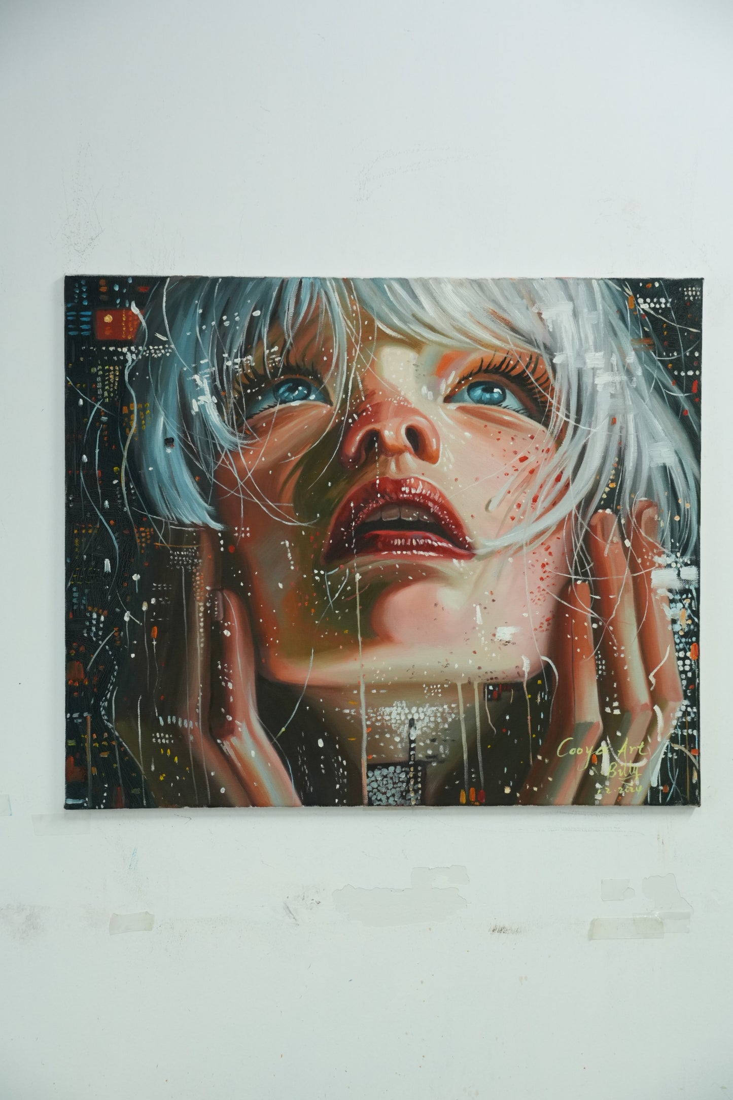 Futuristic Muse – Tech-Inspired Woman Oil Painting