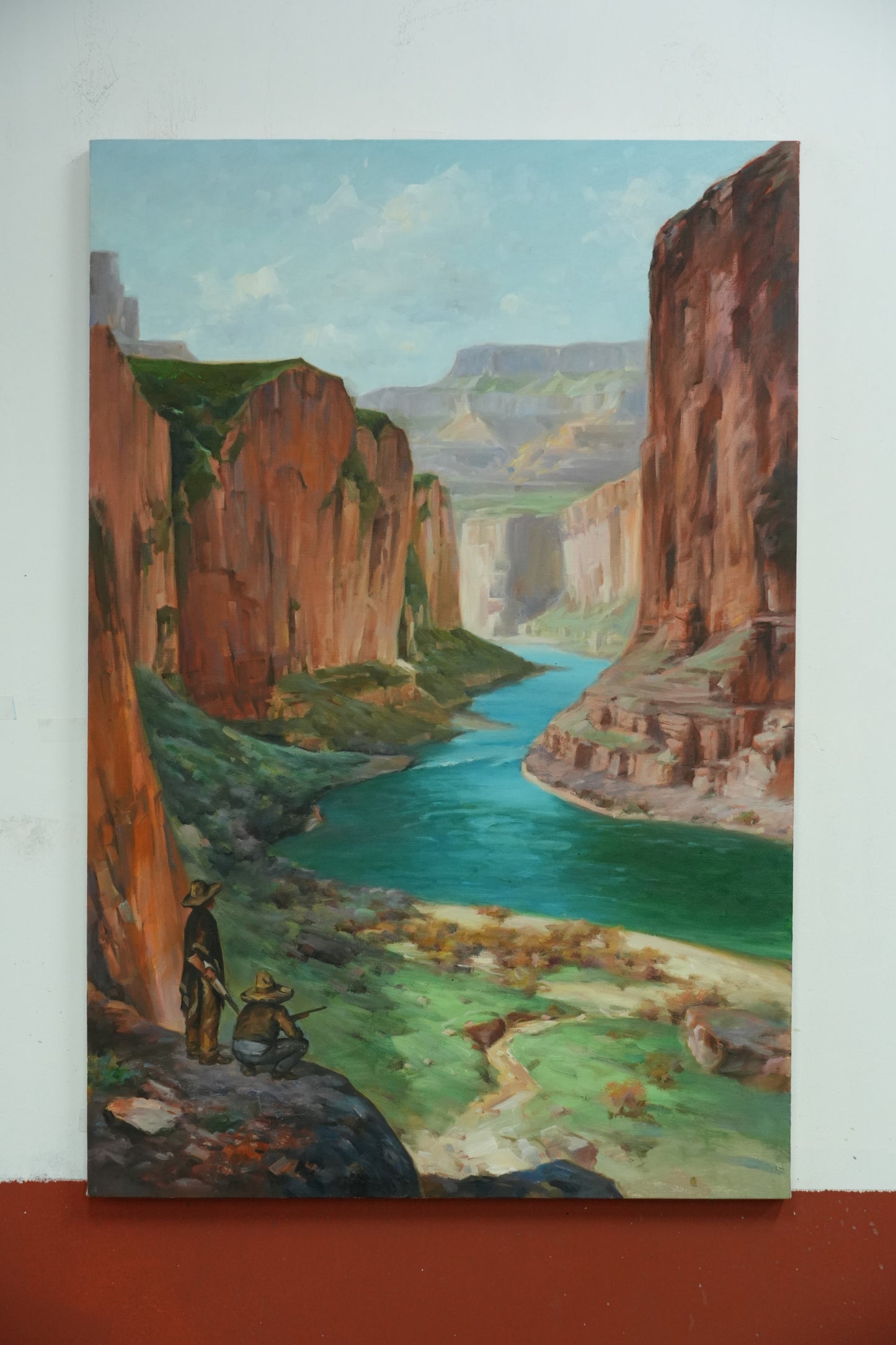 Echoes of the Ancients – Grand Canyon with Tribal Figures Oil Painting