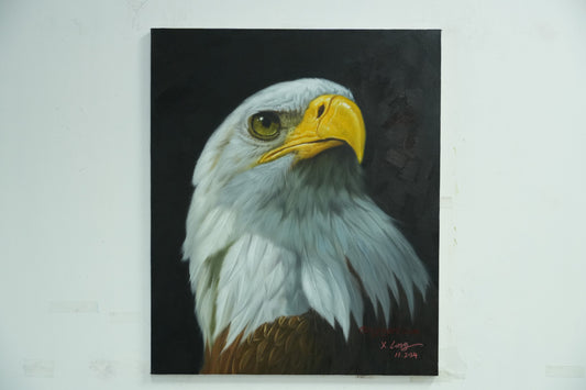 Majestic Gaze – Realistic Oil Painting of an Eagle's Head