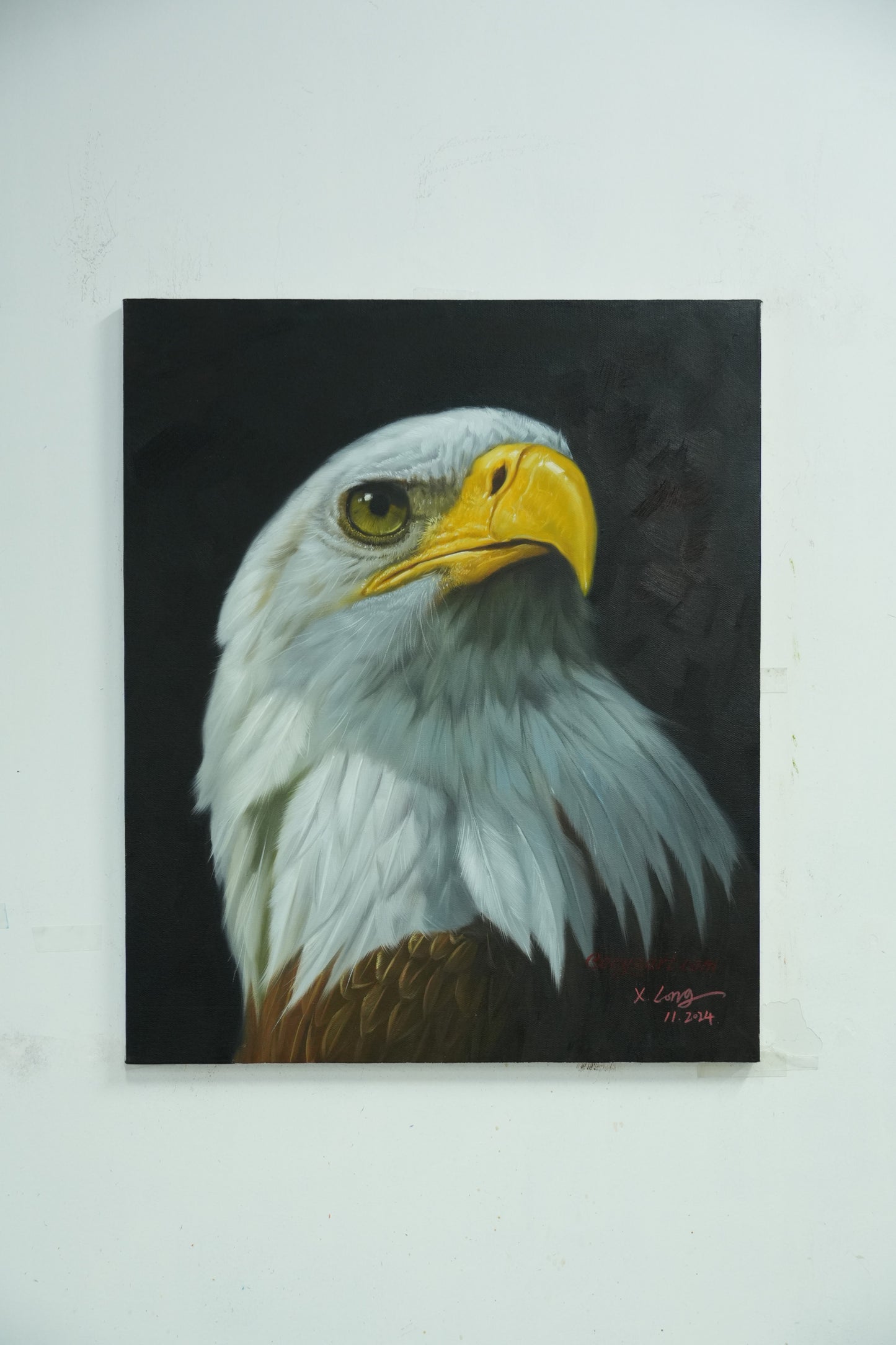 Majestic Gaze – Realistic Oil Painting of an Eagle's Head