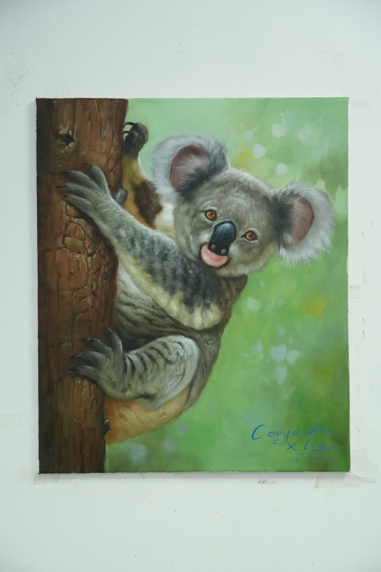 Tranquil Watcher – Koala on Tree Oil Painting