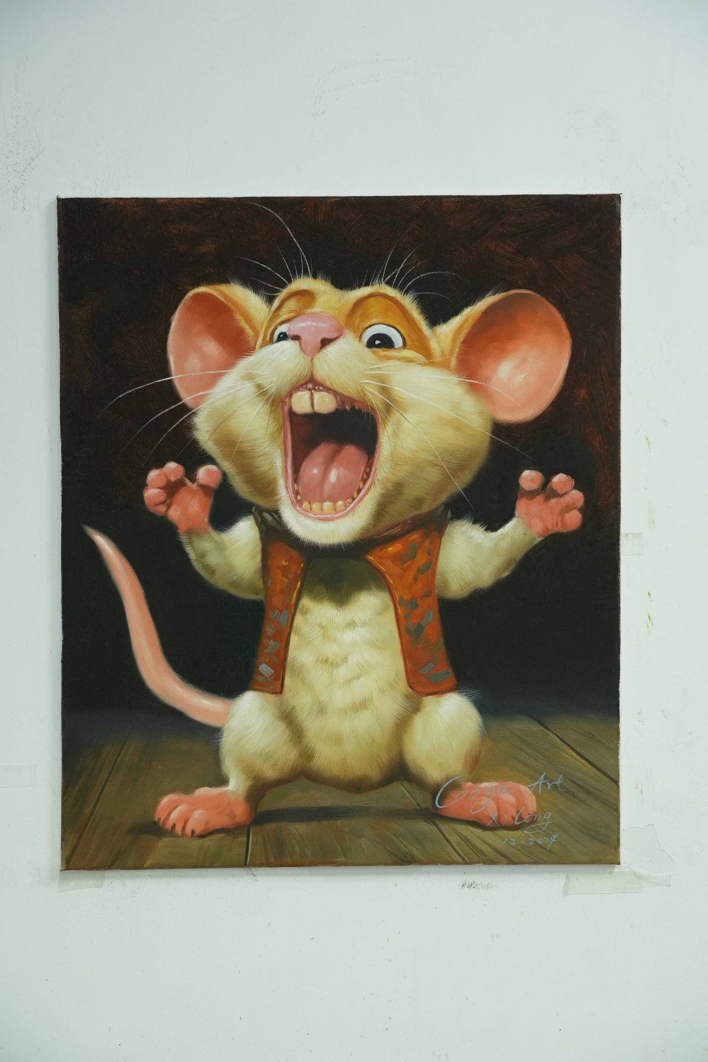 Cheeky Whiskers – Cartoon Mouse Oil Painting