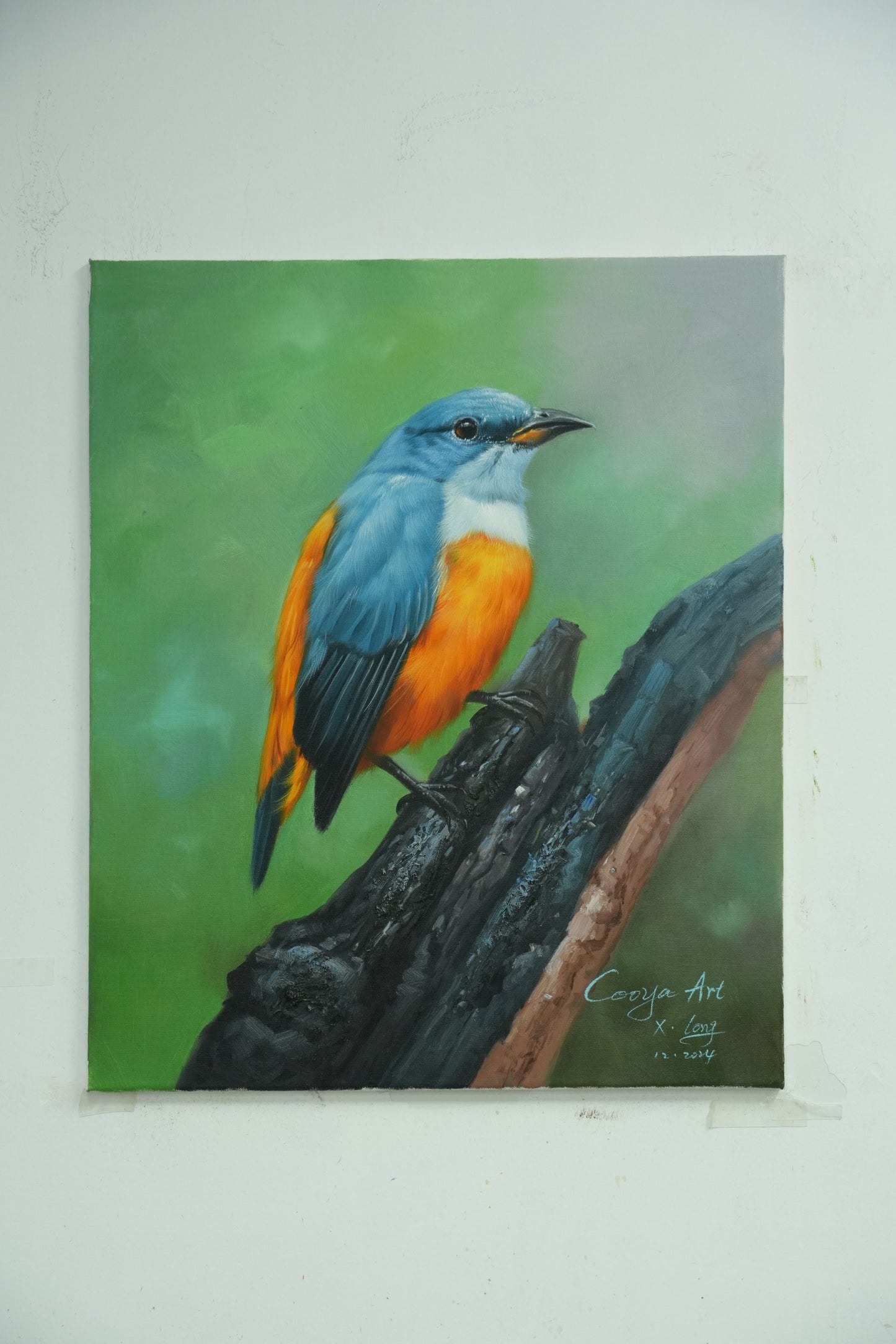 Moment of Stillness – Songbird on Tree Branch Oil Painting