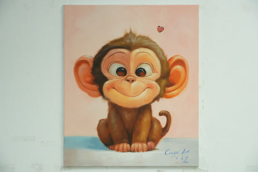 Playful Primate – Cartoon Monkey Oil Painting
