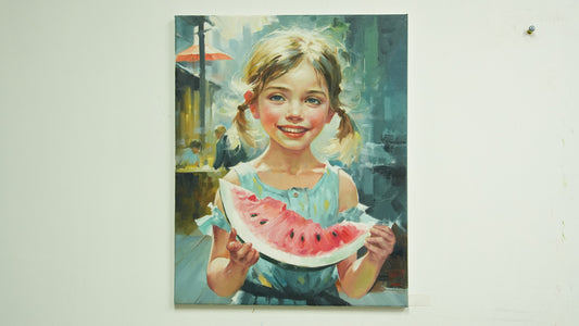 Summer Sweetness: Girl with a Watermelon Slice